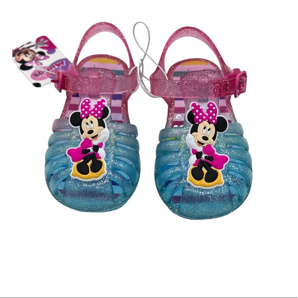 Minnie Girl's Jelly Secure Strap Sandals with Minnie on front  Sz 5